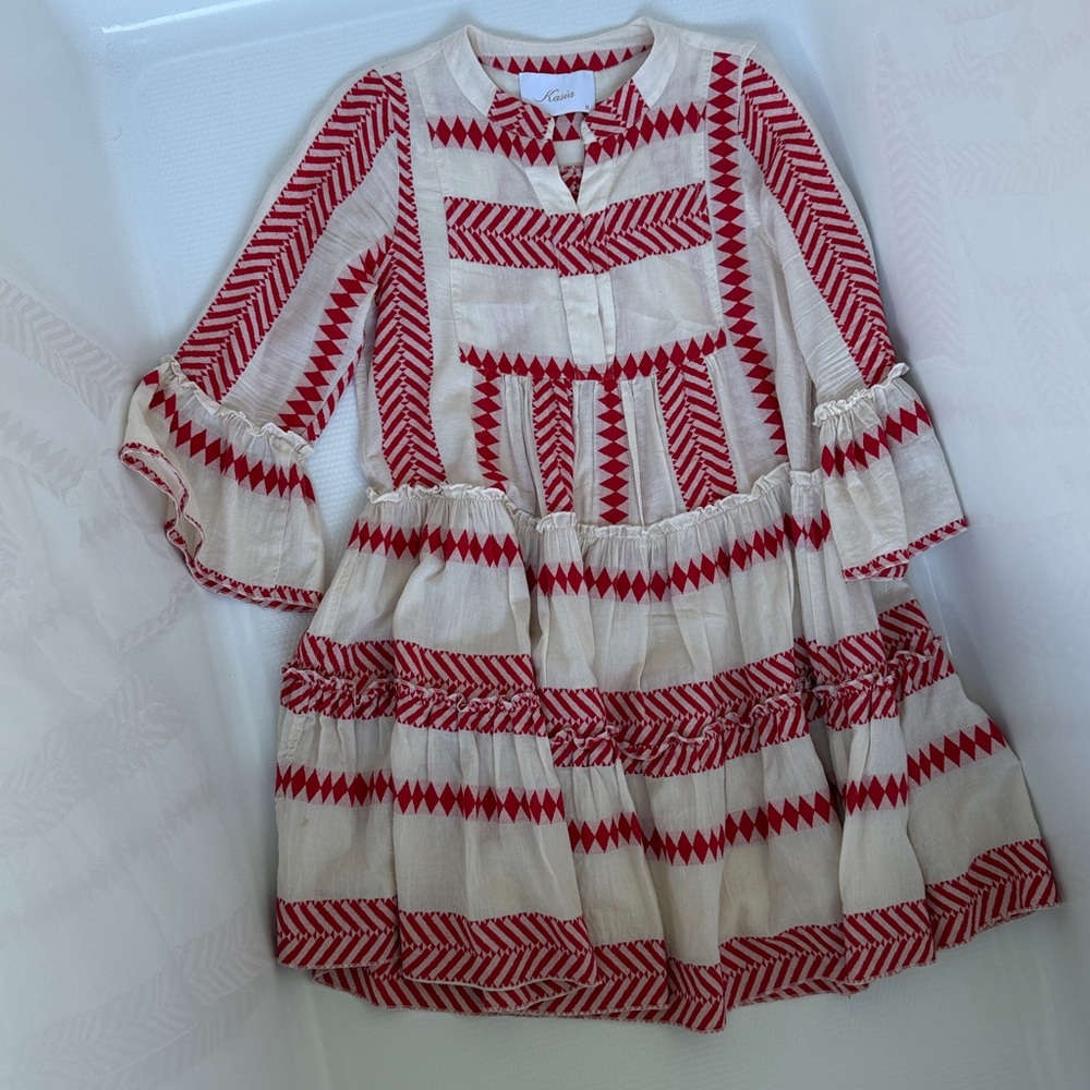 Red and White Patterned Dress by Kasia